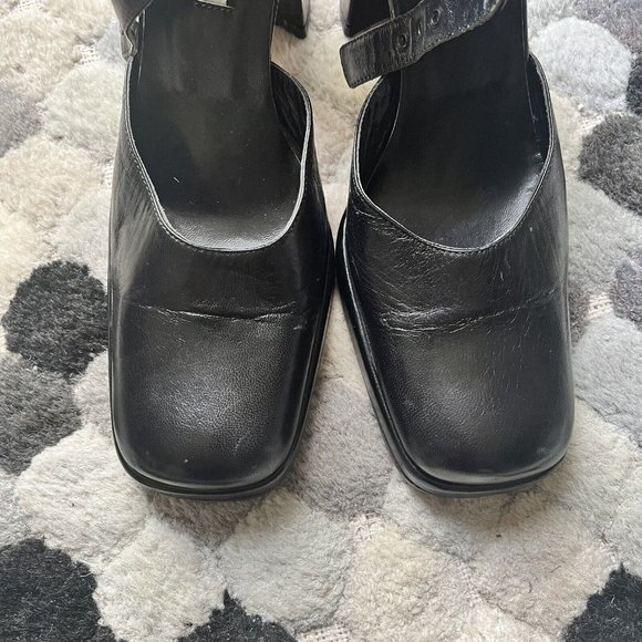 Designer Vintage Chuckies New York Black Platform Mary Jane Heel Size 38.5 - Picture 7 of 9